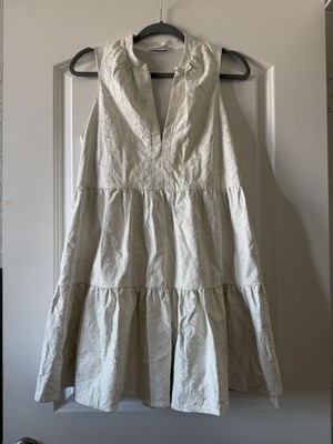 Amanda Uprichard Women's Small White Amazing Midi Dress Sleeveless V Neck
