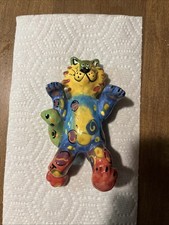 Dottie Dracos Whimsical Ceramic Cat 5.5" Wall Hanger Vintage