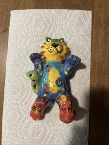 Dottie Dracos Whimsical Ceramic Cat 5.5" Wall Hanger Vintage