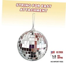 4 Inch Mirror Disco Ball - Silver Disco Ball with Hanging String for Parties,