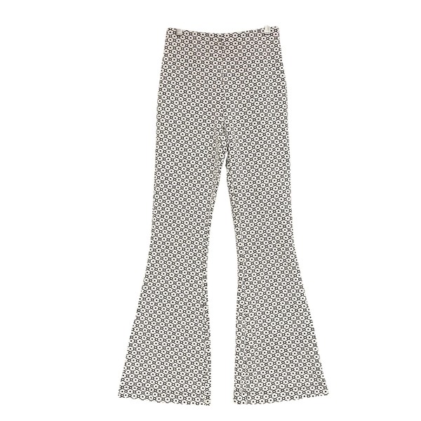 Glassons Dress Pants Womens 8 White Floral Knit Slim Flare High Waist Retro