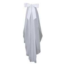 Elegant Bridal Veil with Bow Sheer Tulle Fabric for Wedding Ceremony White