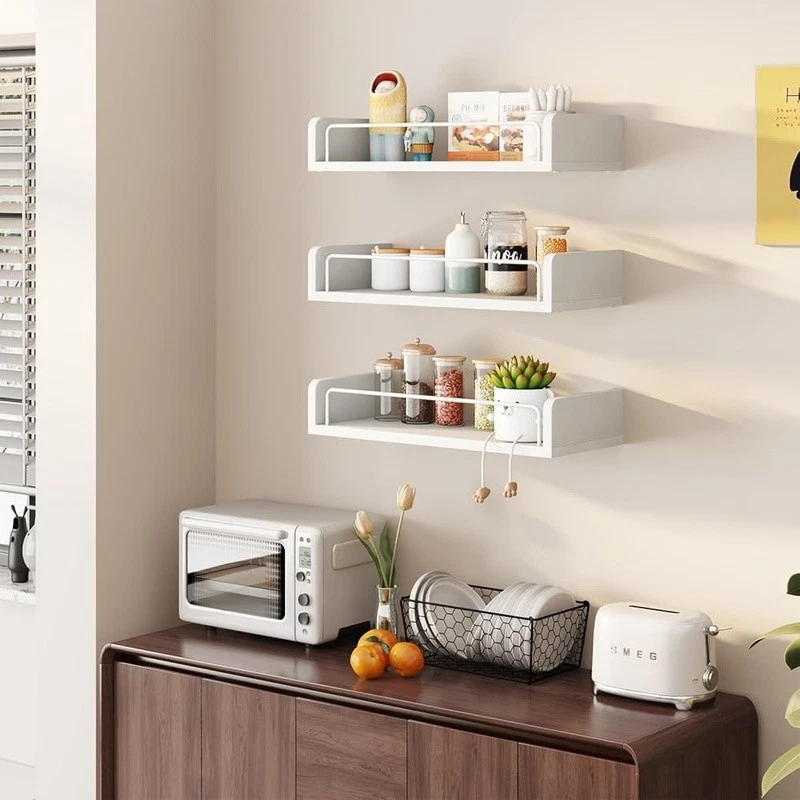 Three Tier Rustic Floating Shelf Wall Mounted Storage Wooden Metal Brackets New - Image 3 of 4