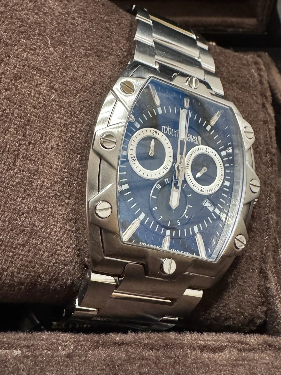 【箱付き】roberto cavalli 時計 FRANCK MULLER 不動 Roberto Cavalli by Franck Muller watch - GNT CHR SS BLU Men's