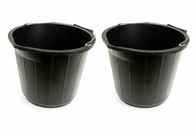 2er Set SCHWARZ Strong Builders Eimer 14L/3 Gallonen Schwerlast Metallgriff