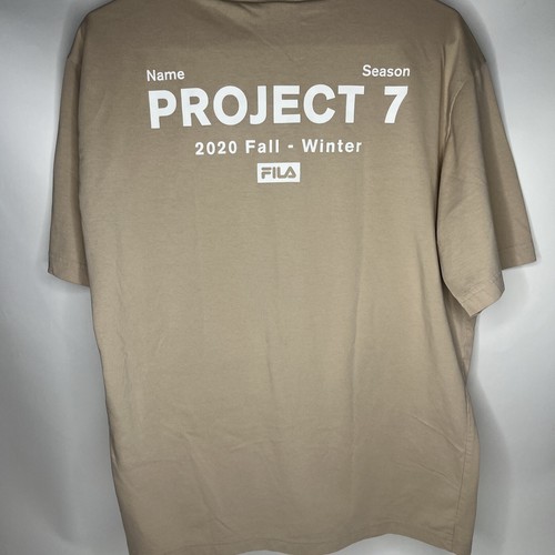 BTS x FILA Project 7 Tan T Shirt Sz Medium Front And Back - Picture 6 of 9