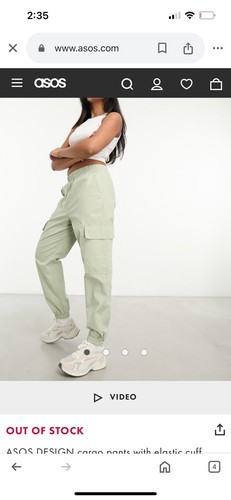 ASOS DESIGN cargo pants with elastic cuff in sage Sz 10 - Picture 12 of 15