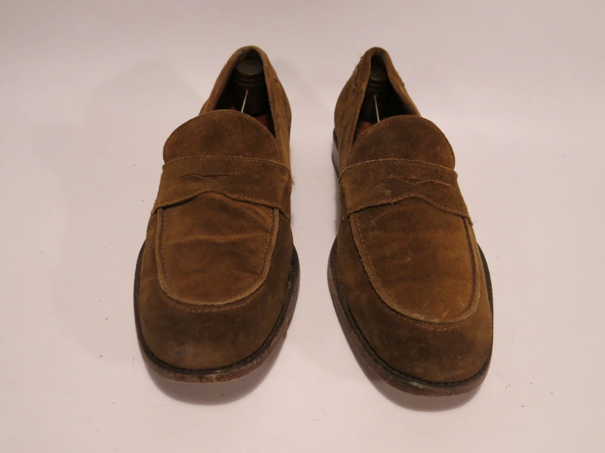 Frye Men s 9 D Olive Brown Suede Moc Toe Aiden Penny Loafers