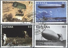 guyana 2485-2488 oblitéré 1989 zeppelin + 1. lune