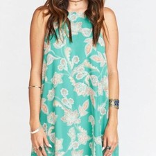 Show Me Your Mumu Gomez Jadely Paisley Floral A-Line Dress Size Small Green