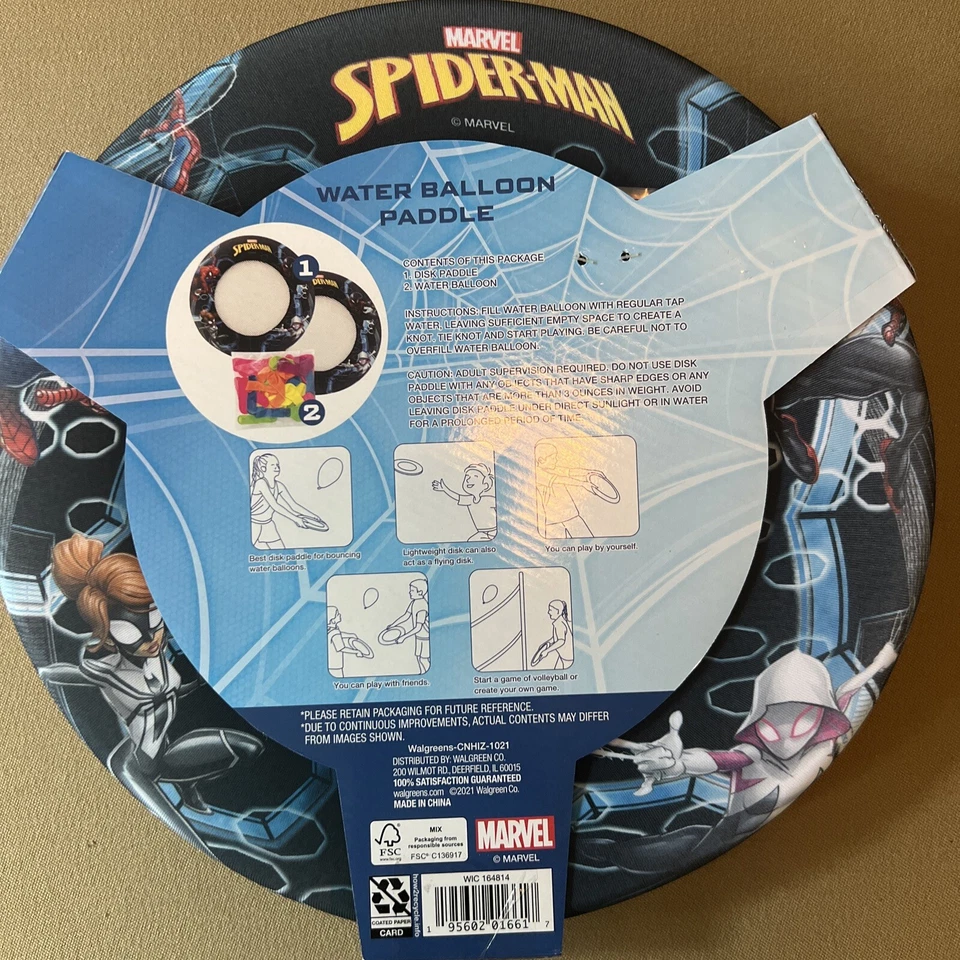 Nuevo Marvel Spider-Man Globo de Agua Disco Paleta - 2 Paletas y 50 Globos Foto 2 de 4