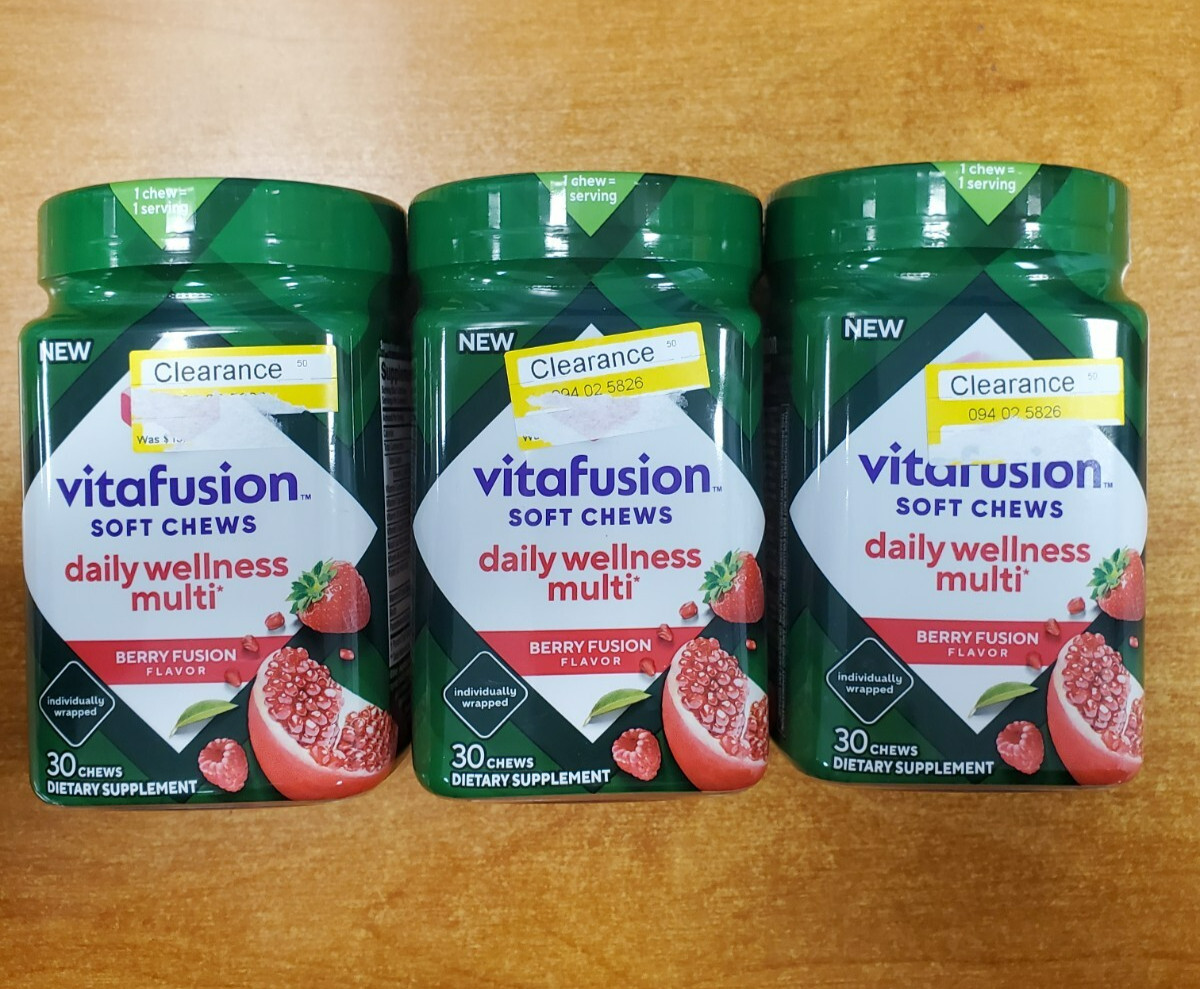 3Pk Vitafusion Soft Chews Daily Wellness Adults Multi Vit 30ct ea Exp 12/25 W3B