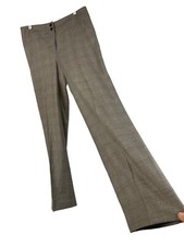 Sz 8 Armani Collezioni Womens Gray Plaid Wool-Blend Dress Pants Wide Leg GUC