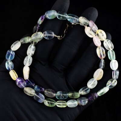 Most Brilliant Multicolor Fluorite 221.00 Cts Beaded Amazing Necklace RK 37 E686