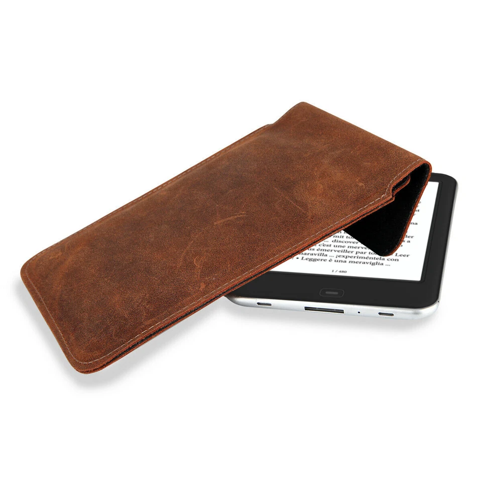 ECHT LEDER EBook Reader Hülle für PocketBook Verse Pro Color Schutz Tasche BRAUN - Bild 4 von 4