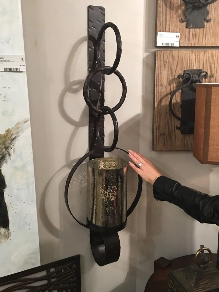 ARANDELA DE PAREDE VIDRO MERCÚRIO METAL GROSSO TOSCANO 39" MEADOS DO SÉCULO 19850 - Imagem 2 de 4