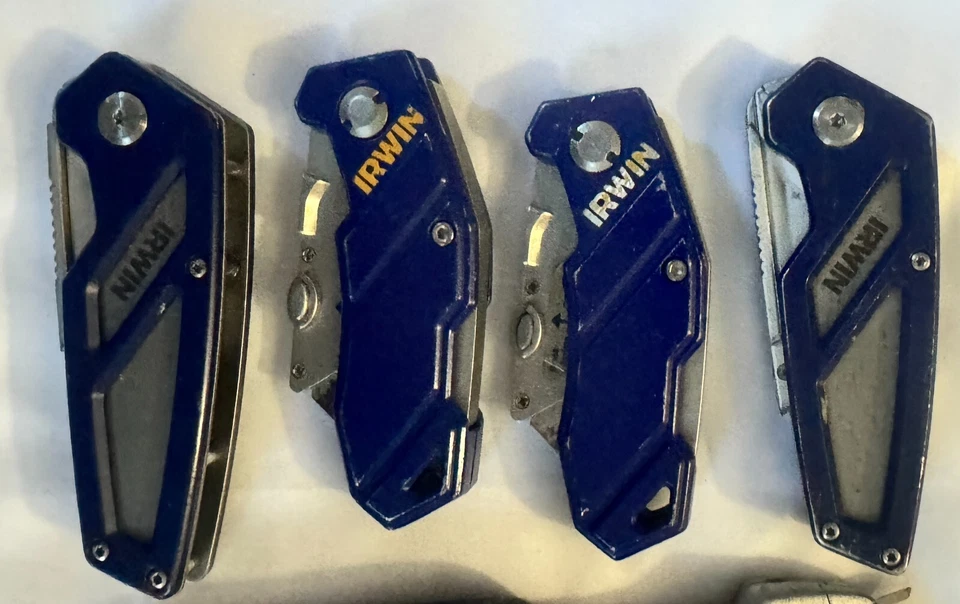 2 cuchillos utilitarios 1 hoja retráctil Irwin 1 cuchillo de hoja plegable Irwin Foto 3 de 3