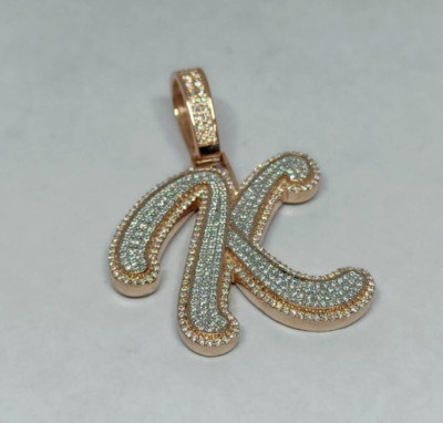 Real Moissanite 3 Ct Round Cut Men's Custom Letter Pendant 925 Sterling Silver