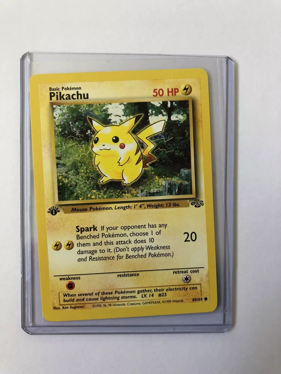 Pikachu 1st (First) Edition Pokemon Card 60/64 Jungle Set Near Mint Minus  (NM-)