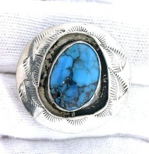 Vintage Handmade Navajo Southwest Pure Sterling Silver Turquoise Cabochon Ring