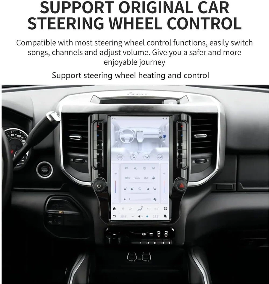 12.1" Car Navigation Radio for Dodge RAM 1500 2500 3500 2019-2022 GPS Player - Image 4 of 4