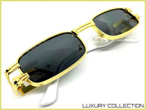 Classy Elegant Sophisticated Retro Modern Hip Hop SUN GLASSES Gold & White Frame - Picture 6 of 7