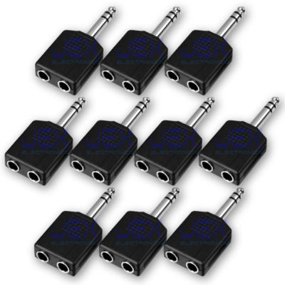 10X 2-way Headphone Splitter Adapter 1/4'' 6.35mm Stereo Male jack to Female LOT