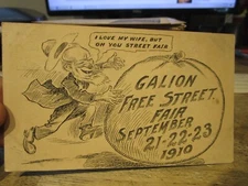 U1 Old OHIO BUSINESS REPLY Postcard Galion Street Fair Funny Cartoon Pumpkin Man