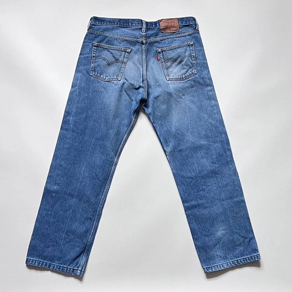 Vintage 90s Levi's 501 XX W38L36 Straight Leg Fit Jeans Made In USA Dark - Image 3 of 4