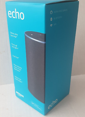 Amazon Echo 2nd Gen Smart Assistant Speaker Charcoal Fabric Alexa NEW Never Open