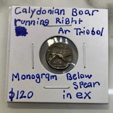 Aetolia Ar Triobol 250-145 BC  Rev. CALYDONIAN BOAR  Aetolian League Ancient