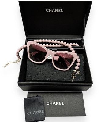 Chanel Sunglasses ch5487A 1721/8H Pink Gold CC Logo Chain w