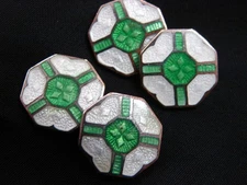 VINTAGE DOUBLE- SIDED TWO COLOR GUILLOCHE ENAMEL CUFFLINKS