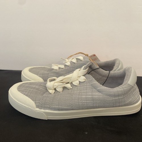 Roxy Pierview Gray Canvas Lace Up Low Top Cushion Sneakers Size 7 NEW - 第 1/7 張圖片