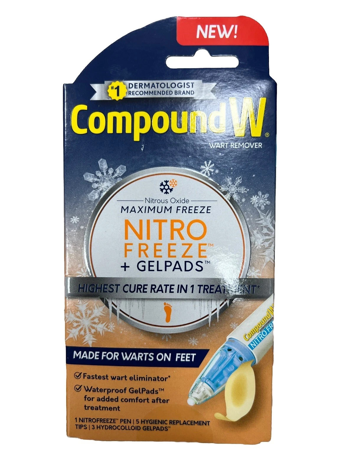 Compound W Wart Remover Maximum Freeze Nitro Freeze + Gelpads EXP 01/2027