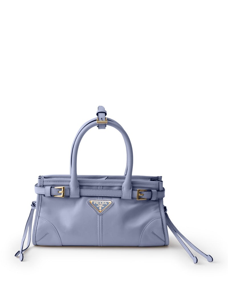 PRADA Bonnie Mini $2850 Aviation Blue Leather Top Handle Bag New