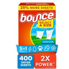 Bounce Fabric Softener Dryer Sheets, Outdoor Fresh, 400 ct. pack of 5 
