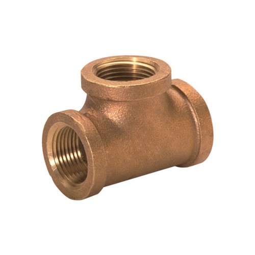 Red Brass Lead Free Tee 1/4" FNPT Flat Banded (Lot of 4)