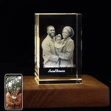 Customized Crystal Photo Birthday Gift - Personalized Laser Engraved Picture Gif