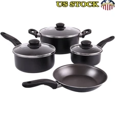 Stainless Steel Nonstick 10-Piece Cookware Set Vented Glass Lids Easy Clean New