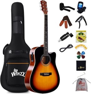 Winzz Elektro Akustik Gitarre Set  Western 4/4 Anfänger  Rechtshänder Sunburst