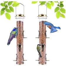 2PK Metal Wild Bird Feeder Squirrel Proof Bird Feeders for outside Hanging 6 Por