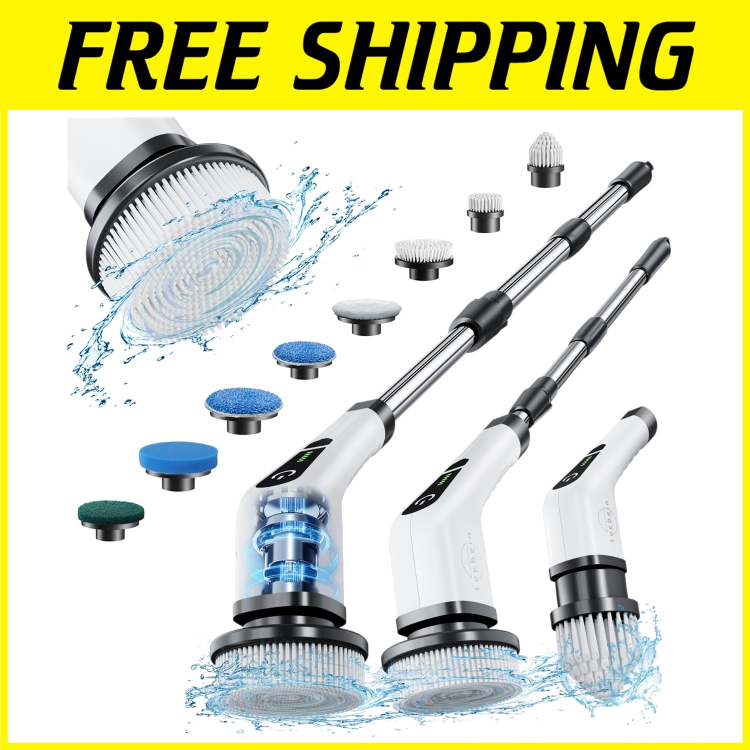 Depuradora giratoria inalámbrica portátil con 8 accesorios de cepillo