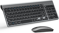 Wireless Keyboard  Mouse Combo, Ultra Slim, 2.4G, USB, Gray/Black