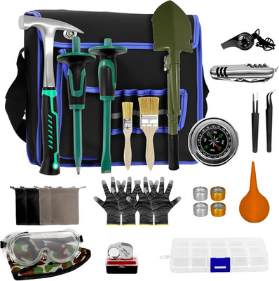 25PCS Rock Hammer Kit for Rock Hounding,Complete Geology Kit with 32oz Rock Hamm