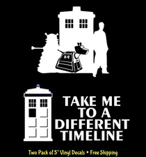 Doctor Who Tardis K9 Dalek & Different Timeline Two 5" Vinyl Decals Car Windows