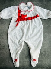 Alexis Vintage White and Red Baby Romper Christmas One Piece Pajamas 13-18 LBS