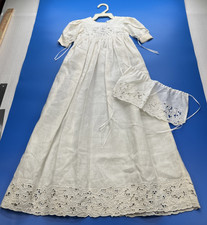 Rendezvous New Orleans Christening Baptism Gown Slip  Cap 1980  s Linen Lace