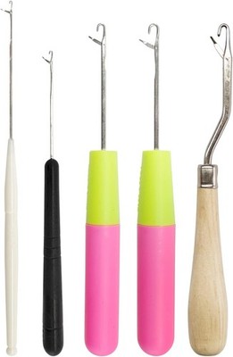 5PCS Latch Hook, Different Sizes Small Crochet Hooks Needle for Hair5PCS Latch H