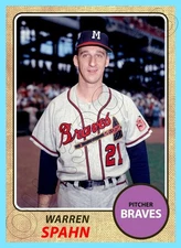 Warren Spahn Custom Made Art Card Milwaukee Braves 1968 Style